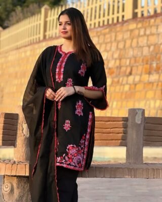 PAK LIBAS 2 PC MULTI KHADI NET SUIT - WINTER COLLECTION
