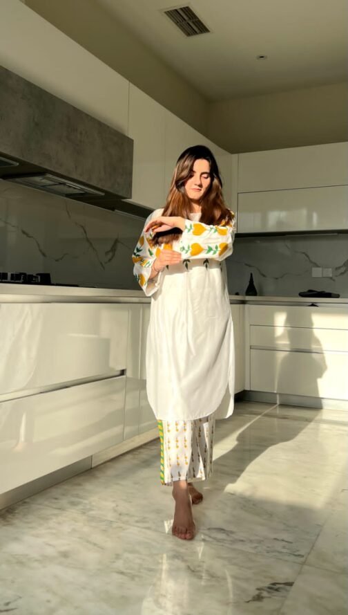 2 PC White Dove Design Premium Linen Suit - Image 10