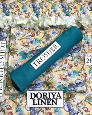 2 Pcs Women’s Unstitched Linen Digital Print Suit – Modern Elegance