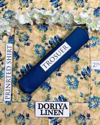 2 Pcs Women's Unstitched Linen Digital Print Suit - Modern Elegance