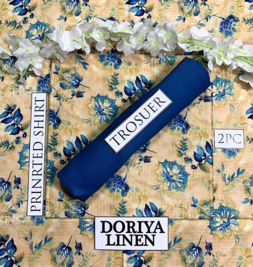 2 Pcs Women's Unstitched Linen Digital Print Suit - Modern Elegance