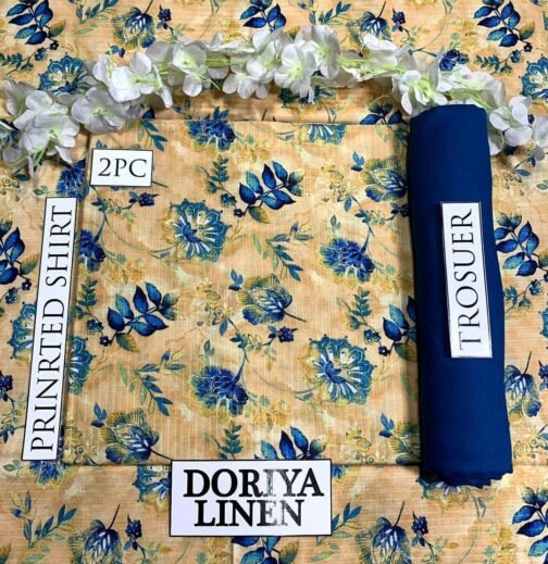 2 Pcs Women's Unstitched Linen Digital Print Suit - Modern Elegance - Image 2