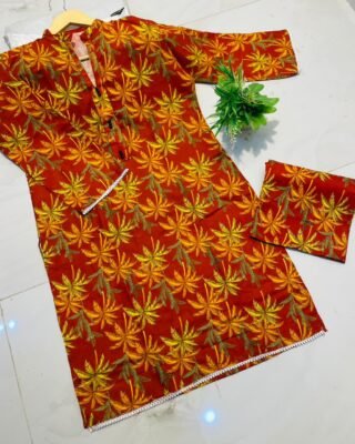 2pc Khaddar Digital Print Suit – Winter Collection 2024 | Warm & Stylish