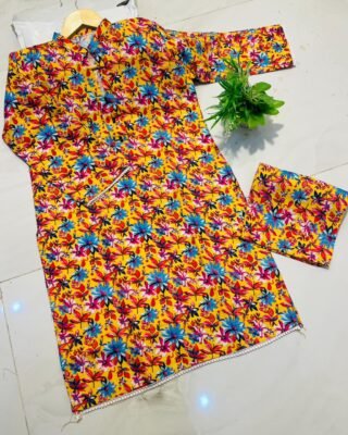2pc Khaddar Digital Print Suit – Winter Collection 2024 | Warm & Stylish