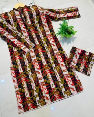 2pc Khaddar Digital Print Suit – Winter Collection 2024 | Warm & Stylish