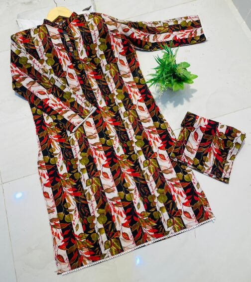 2pc Khaddar Digital Print Suit – Winter Collection 2024 | Warm & Stylish