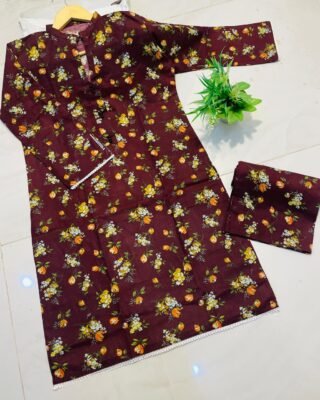 2pc Khaddar Digital Print Suit – Winter Collection 2024 | Warm & Stylish
