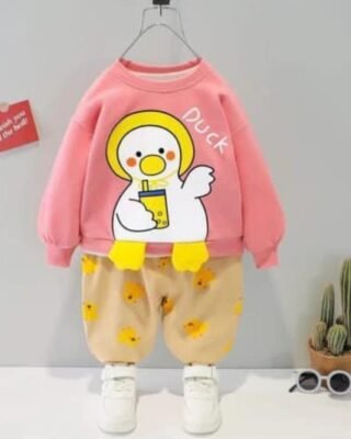 2 Pcs Boy's Fleece Printed Sweatshirt Tracksuit - Winter Collection 2024