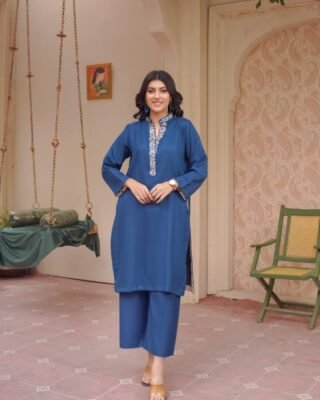 2pc Premium Dhanak with Two-Sided Pocket Suit – Stylish Winter Collection 2024
