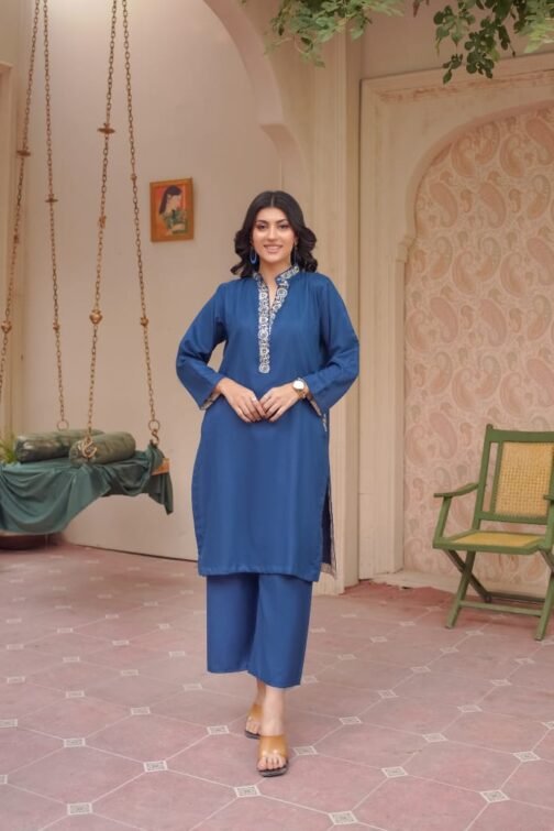 2pc Premium Dhanak with Two-Sided Pocket Suit – Stylish Winter Collection 2024