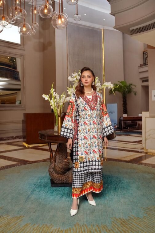 2-Piece Premium Winter Linen Printed Suit – Winter Wear for Women