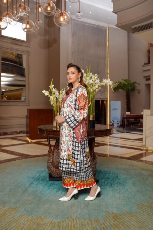 2-Piece Premium Winter Linen Printed Suit – Winter Wear for Women - Image 5