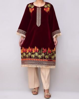 2PC Champion Premium Velvet Stitched Suit – Latest Winter Collection for Women