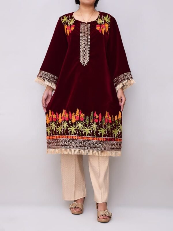 2PC Champion Premium Velvet Stitched Suit – Latest Winter Collection for Women