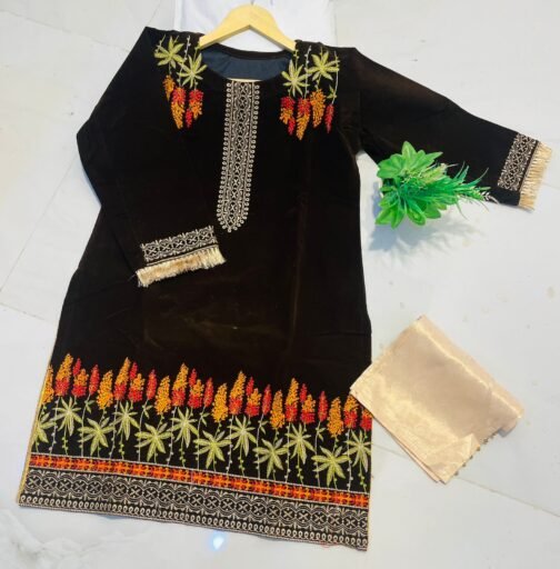2PC Champion Premium Velvet Stitched Suit - Latest Winter Collection for Women