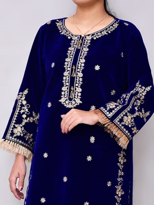 2PC Champion Premium Velvet Stitched Suit – Latest Winter Collection for Women