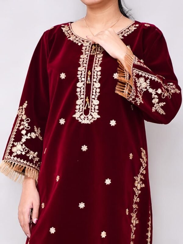 2PC Champion Premium Velvet Stitched Suit – Latest Winter Collection for Women