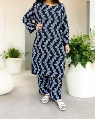 2-Piece Premium Winter Linen Printed Suit – Winter Wear for Women