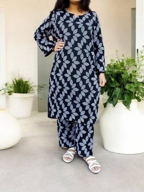 2-Piece Premium Winter Linen Printed Suit – Winter Wear for Women