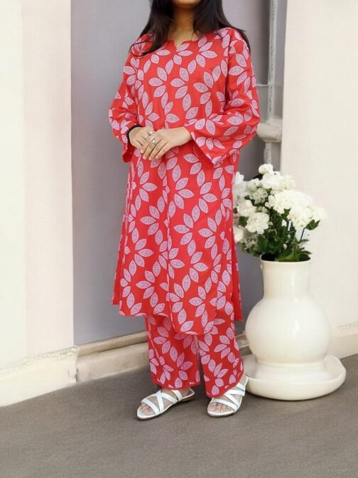 2-Piece Premium Winter Linen Printed Suit – Winter Wear for Women