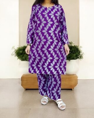 2-Piece Premium Winter Linen Printed Suit – Winter Wear for Women