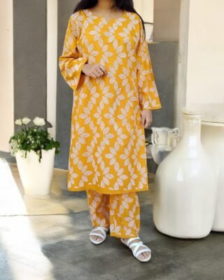 2-Piece Premium Winter Linen Printed Suit – Winter Wear for Women