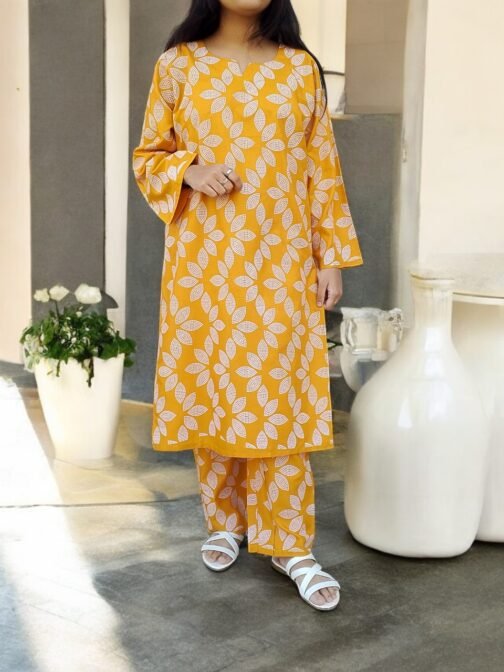 2-Piece Premium Winter Linen Printed Suit – Winter Wear for Women