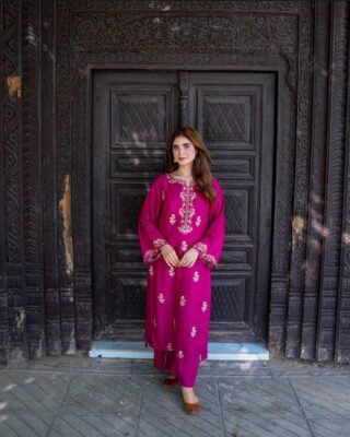 Fancy Embroidered 2-Piece Stitched Winter Linen Suit for Women - Stylish & Comfortable