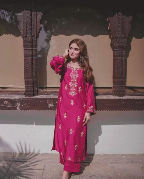 Fancy Embroidered 2-Piece Stitched Winter Linen Suit for Women - Stylish & Comfortable - Image 3