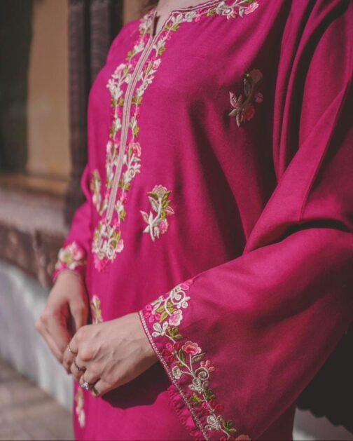 Fancy Embroidered 2-Piece Stitched Winter Linen Suit for Women - Stylish & Comfortable - Image 4