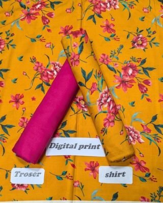 2 Pcs Women’s Unstitched Linen Digital Print Suit – Stylish & Comfortable Winter Wear