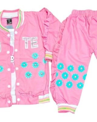 Girl's Printed French Terry Suit - 3 Pcs Shirt, Jacket, & Trouser Set