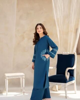 Premium Dhank 2pc Chic Embroidery Pocket Suit – Elegant & Comfortable