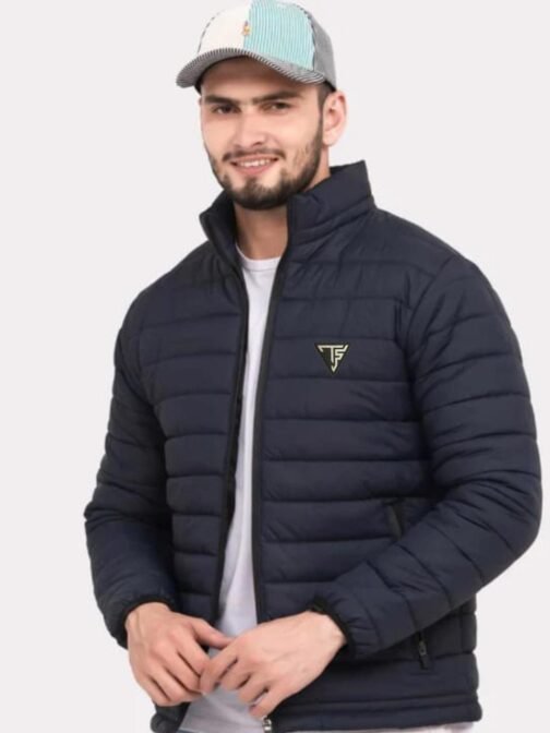 Men’s Plain Black Puffer Jacket – Stylish & Warm Winter Essential