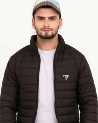 Men's Plain Black Puffer Jacket - Stylish & Warm Winter Essential