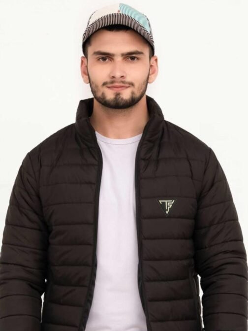 Men's Plain Black Puffer Jacket - Stylish & Warm Winter Essential