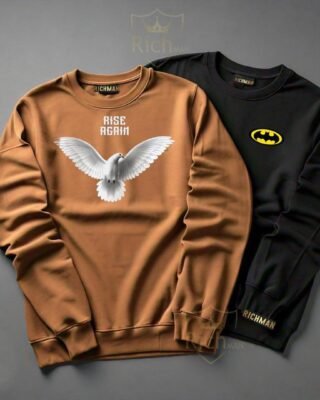 Men's Fleece Printed Sweatshirt, Pack of 2 – Comfortable & Stylish