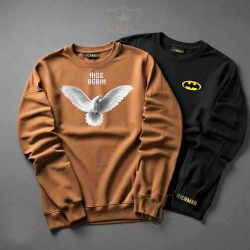 Men's Fleece Printed Sweatshirt, Pack of 2 – Comfortable & Stylish