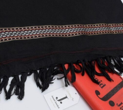 J. Premium Black Embroidered Wool Shawl – Luxurious Winter Wear - Image 2