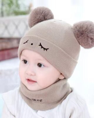Kids Wool Textured Beanie and Neck Warmer - Soft, Warm, and Stylish