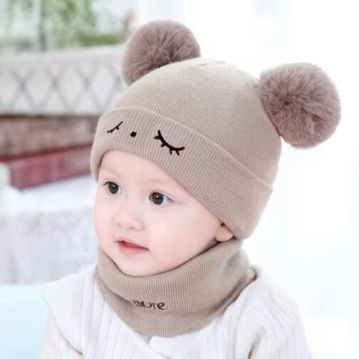 Kids Wool Textured Beanie and Neck Warmer - Soft, Warm, and Stylish