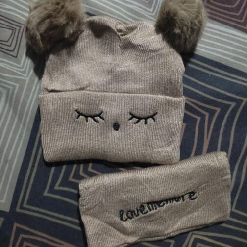 Kids Wool Textured Beanie and Neck Warmer - Soft, Warm, and Stylish - Image 2