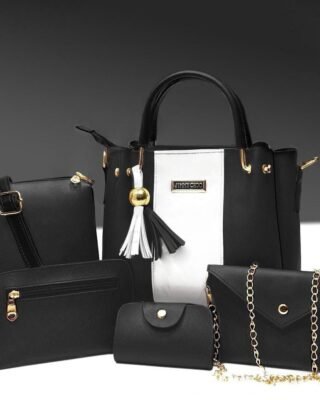 5 Pcs Women’s Leather Plain Hand Bag Set – Stylish & Durable