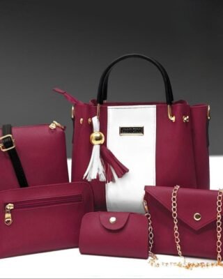 5 Pcs Women's Leather Plain Hand Bag Set - Stylish & Durable