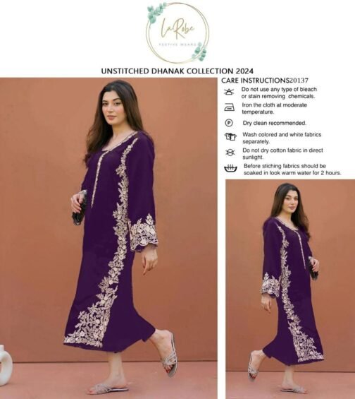 2 Pcs Women’s Unstitched Embroidered Suit – Elegant Design for Pakistani Women