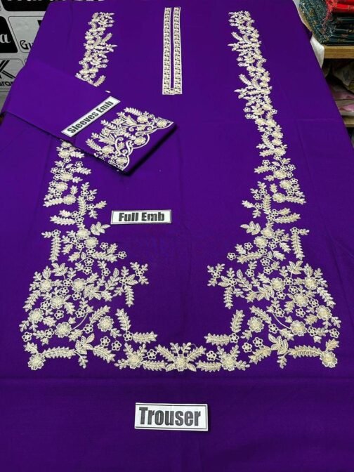 2 Pcs Women’s Unstitched Embroidered Suit – Elegant Design for Pakistani Women - Image 2