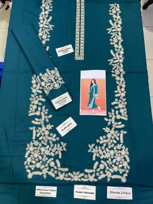 2 Pcs Women's Unstitched Embroidered Suit – Elegant Design for Pakistani Women - Image 3