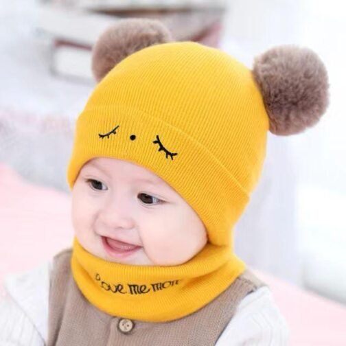 2 Pcs Wool Textured Beanie and Neck Warmer