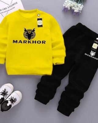 2 Pcs Fleece Printed Tracksuit Set for Kids