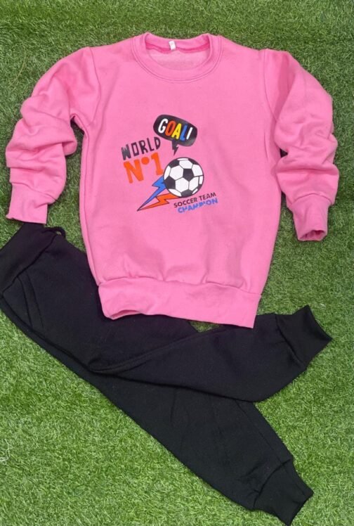 2 Pcs Fleece Printed Tracksuit Set for Kids - Image 2